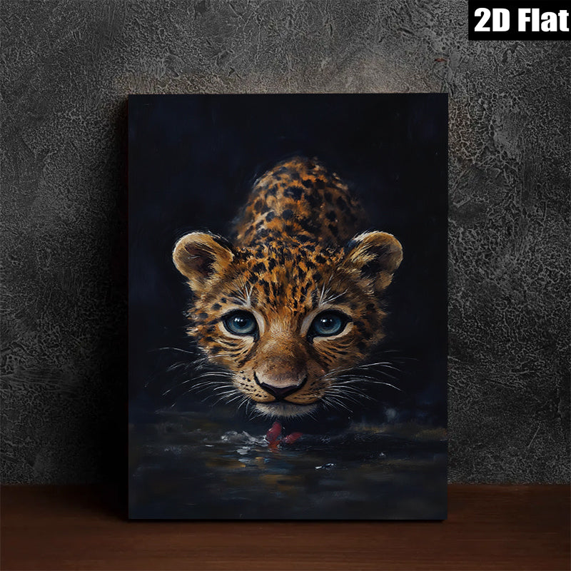 2D flat 1pc captivating baby leopard portrait wildlife art canvas prints for living room bedroom home wall decor modern farmhouse style