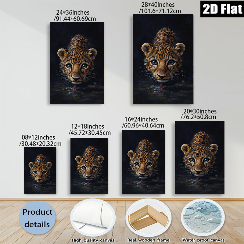 2D flat 1pc captivating baby leopard portrait wildlife art canvas prints for living room bedroom home wall decor modern farmhouse style