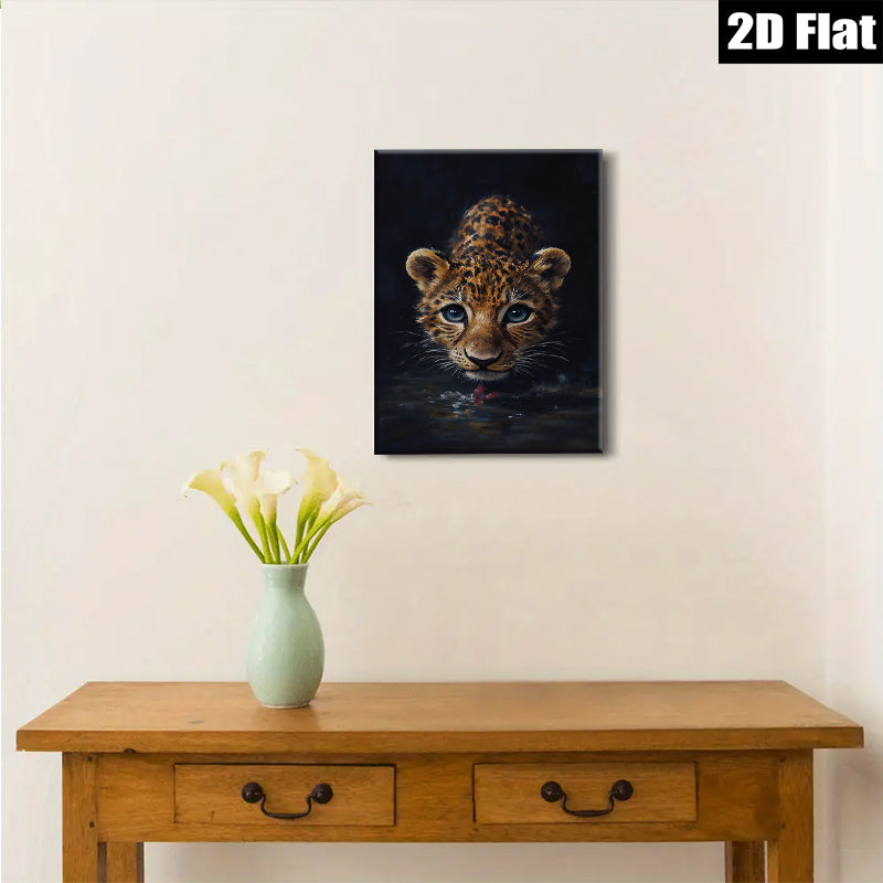 2D flat 1pc captivating baby leopard portrait wildlife art canvas prints for living room bedroom home wall decor modern farmhouse style