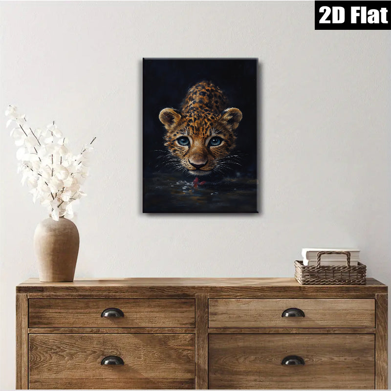 2D flat 1pc captivating baby leopard portrait wildlife art canvas prints for living room bedroom home wall decor modern farmhouse style