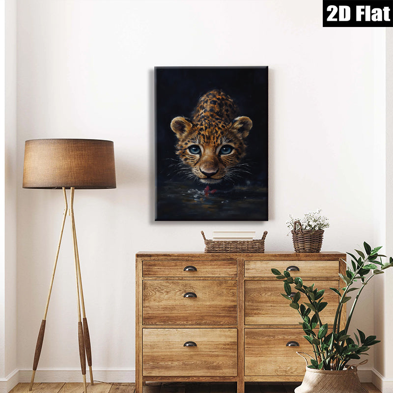 2D flat 1pc captivating baby leopard portrait wildlife art canvas prints for living room bedroom home wall decor modern farmhouse style