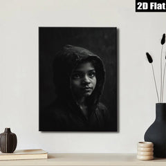 2D flat 1pc captivating child portrait moody aesthetic wall art bedroom living room gallery wrapped canvas farmhouse decor modern minimalist statement piece