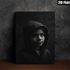 2D flat 1pc captivating child portrait moody aesthetic wall art bedroom living room gallery wrapped canvas farmhouse decor modern minimalist statement piece