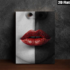 2D flat 1pc captivating crimson lips portrait modern wall art decor living room bedroom gallery wrapped canvas farmhouse style trending now