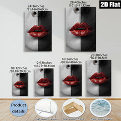2D flat 1pc captivating crimson lips portrait modern wall art decor living room bedroom gallery wrapped canvas farmhouse style trending now