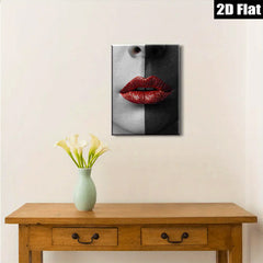 2D flat 1pc captivating crimson lips portrait modern wall art decor living room bedroom gallery wrapped canvas farmhouse style trending now