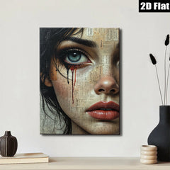 2D flat 1pc captivating portrait mesmerizing eyes dramatic beauty gothic art wall decor bedroom living room gallery wrapped canvas modern farmhouse style