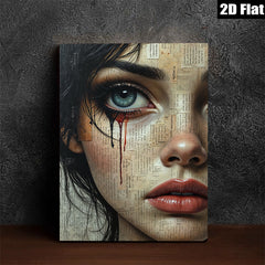 2D flat 1pc captivating portrait mesmerizing eyes dramatic beauty gothic art wall decor bedroom living room gallery wrapped canvas modern farmhouse style