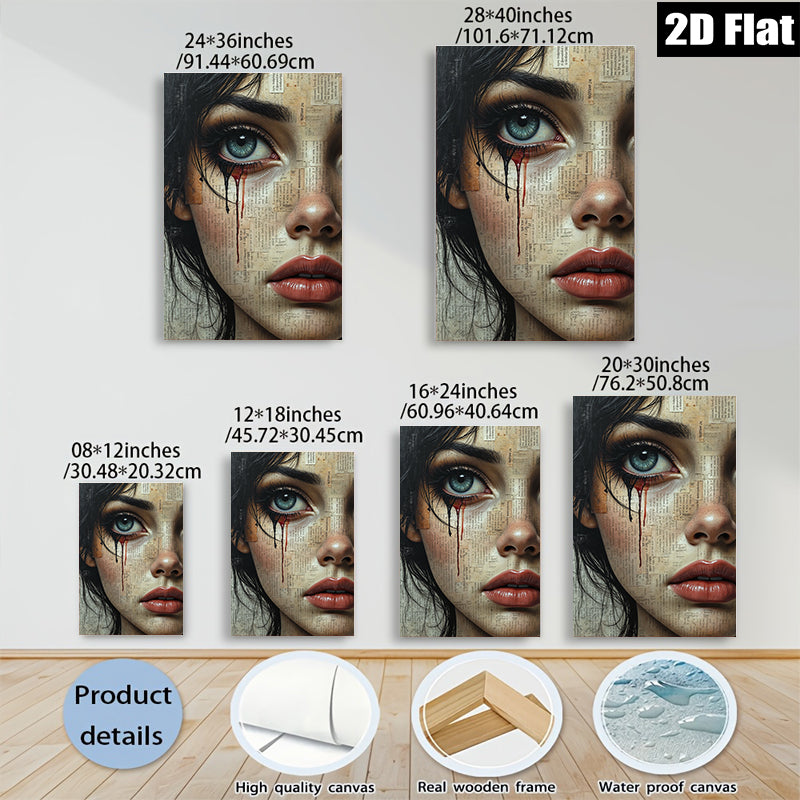 2D flat 1pc captivating portrait mesmerizing eyes dramatic beauty gothic art wall decor bedroom living room gallery wrapped canvas modern farmhouse style