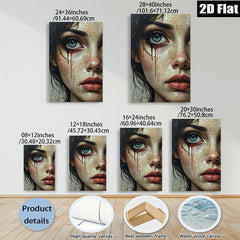 2D flat 1pc captivating portrait mesmerizing eyes dramatic beauty gothic art wall decor bedroom living room gallery wrapped canvas modern farmhouse style