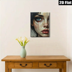 2D flat 1pc captivating portrait mesmerizing eyes dramatic beauty gothic art wall decor bedroom living room gallery wrapped canvas modern farmhouse style