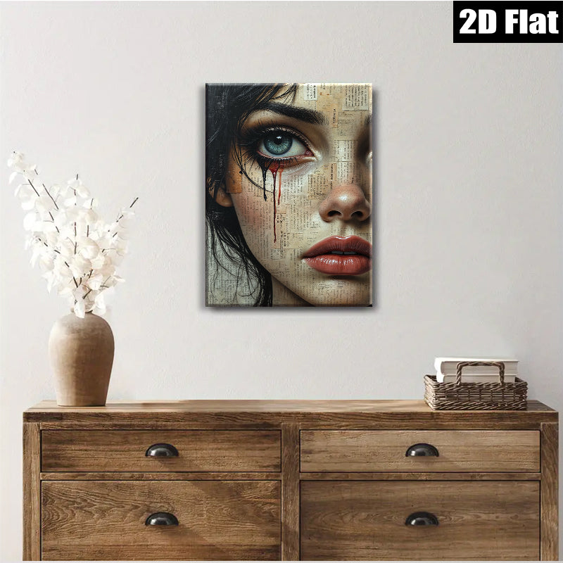 2D flat 1pc captivating portrait mesmerizing eyes dramatic beauty gothic art wall decor bedroom living room gallery wrapped canvas modern farmhouse style