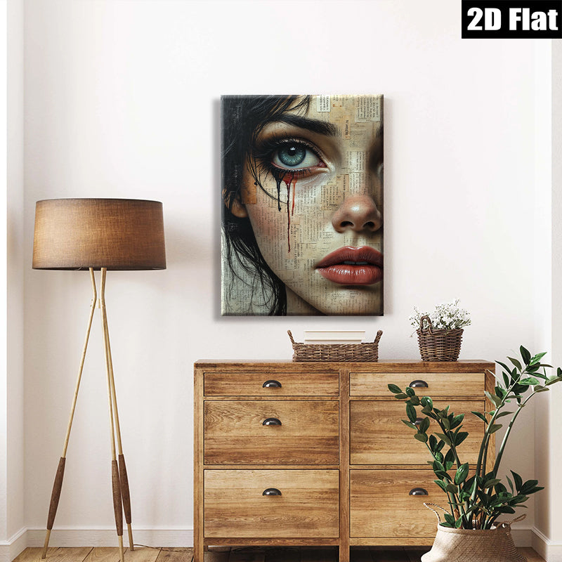 2D flat 1pc captivating portrait mesmerizing eyes dramatic beauty gothic art wall decor bedroom living room gallery wrapped canvas modern farmhouse style