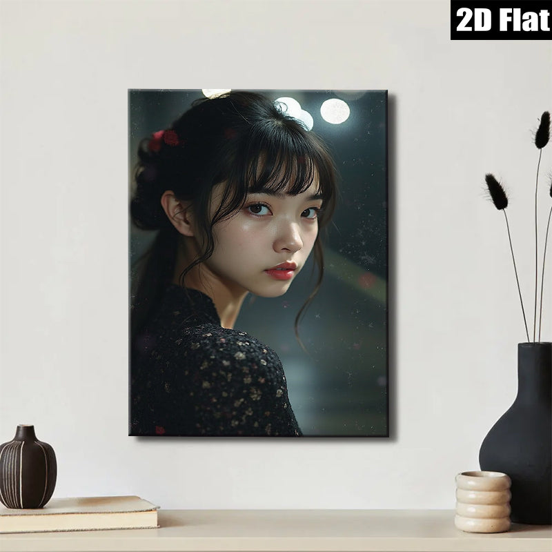 2D flat 1pc captivating portrait serene beauty young woman bedroom living room wall art modern farmhouse gallery wrapped canvas prints