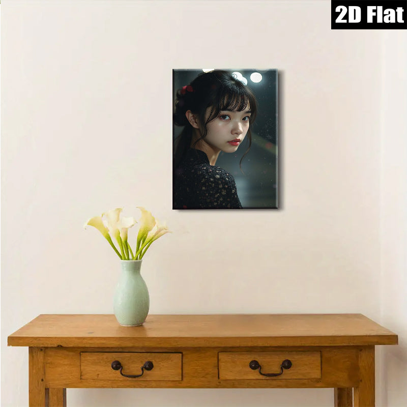 2D flat 1pc captivating portrait serene beauty young woman bedroom living room wall art modern farmhouse gallery wrapped canvas prints