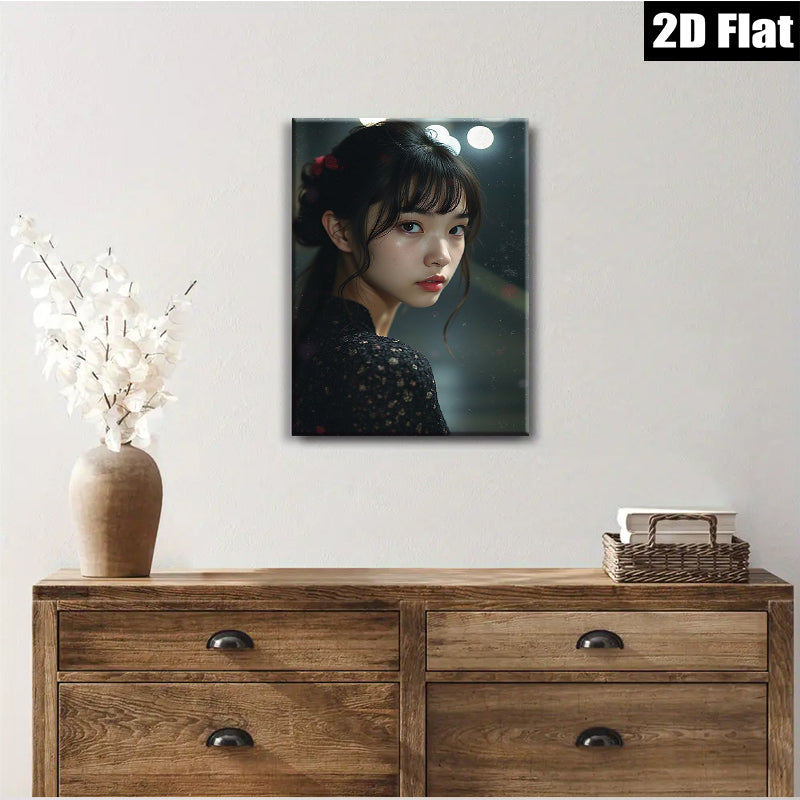 2D flat 1pc captivating portrait serene beauty young woman bedroom living room wall art modern farmhouse gallery wrapped canvas prints