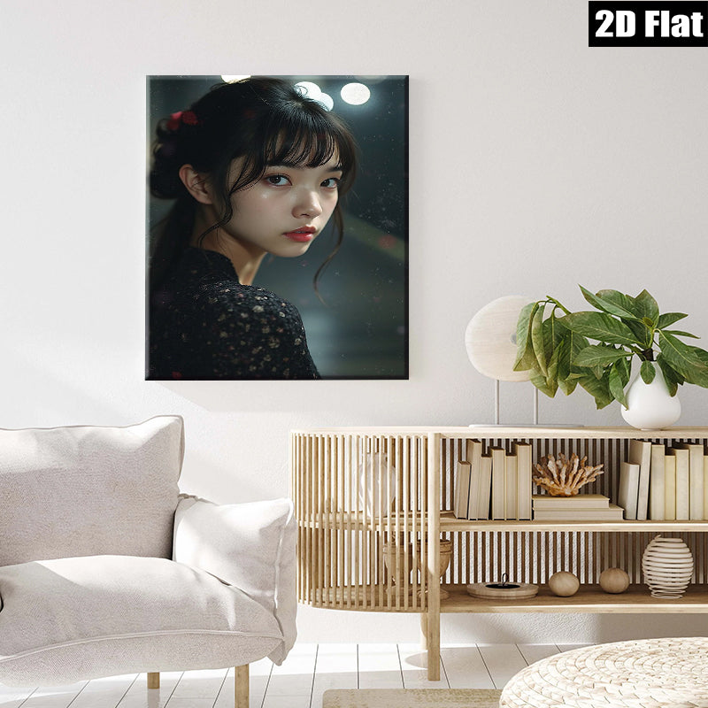 2D flat 1pc captivating portrait serene beauty young woman bedroom living room wall art modern farmhouse gallery wrapped canvas prints