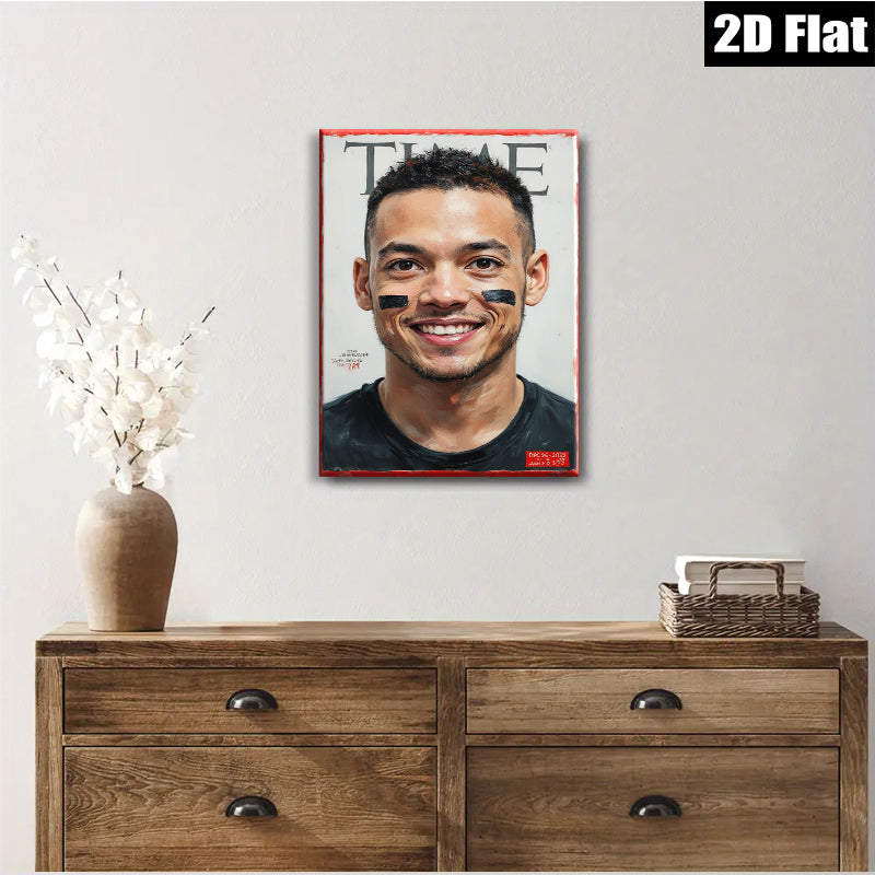 2D flat 1pc captivating portrait vibrant athlete joyful expression modern wall art living room bedroom decor farmhouse style gallery wrapped canvas inspirational gift