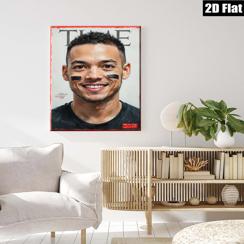2D flat 1pc captivating portrait vibrant athlete joyful expression modern wall art living room bedroom decor farmhouse style gallery wrapped canvas inspirational gift