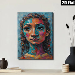 2D flat 1pc captivating portrait vibrant colors bold brushstrokes farmhouse wall art bedroom living room gallery wrapped canvas modern minimalist aesthetic