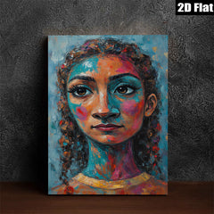 2D flat 1pc captivating portrait vibrant colors bold brushstrokes farmhouse wall art bedroom living room gallery wrapped canvas modern minimalist aesthetic