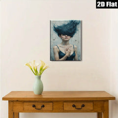 2D flat 1pc captivating portrait woman flowing hair modern farmhouse wall art bedroom living room decor gallery wrapped canvas print coastal style