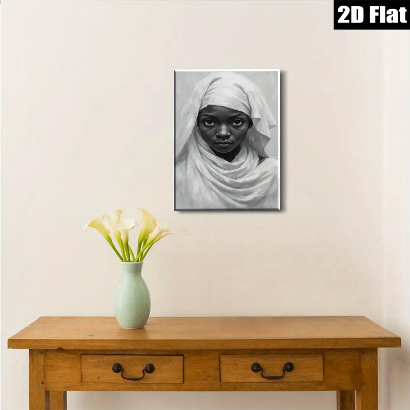 2D flat 1pc captivating portrait woman serene beauty minimalist art living room bedroom gallery wrapped canvas modern farmhouse decor
