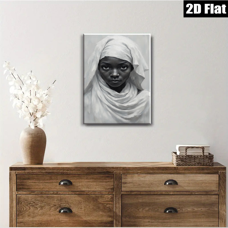 2D flat 1pc captivating portrait woman serene beauty minimalist art living room bedroom gallery wrapped canvas modern farmhouse decor