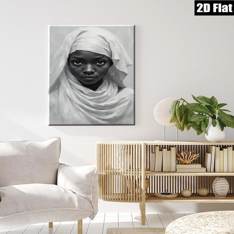 2D flat 1pc captivating portrait woman serene beauty minimalist art living room bedroom gallery wrapped canvas modern farmhouse decor