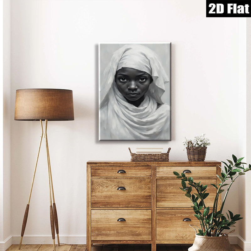 2D flat 1pc captivating portrait woman serene beauty minimalist art living room bedroom gallery wrapped canvas modern farmhouse decor