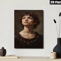 2D flat 1pc captivating portrait young woman delicate features timeless beauty bedroom living room gallery wall farmhouse style modern minimalist art