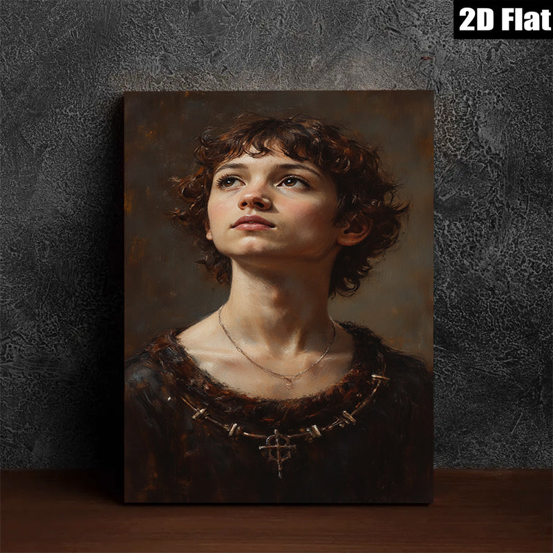2D flat 1pc captivating portrait young woman delicate features timeless beauty bedroom living room gallery wall farmhouse style modern minimalist art