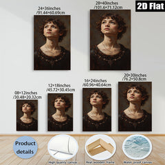 2D flat 1pc captivating portrait young woman delicate features timeless beauty bedroom living room gallery wall farmhouse style modern minimalist art