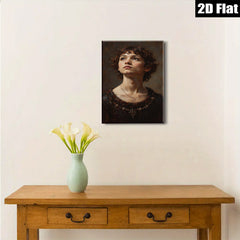 2D flat 1pc captivating portrait young woman delicate features timeless beauty bedroom living room gallery wall farmhouse style modern minimalist art