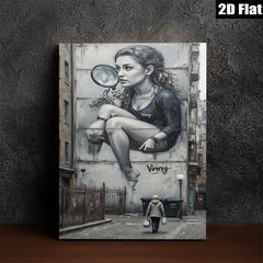 2D flat 1pc captivating street art mural portrait feminine beauty living room bedroom gallery wall décor modern farmhouse coastal style