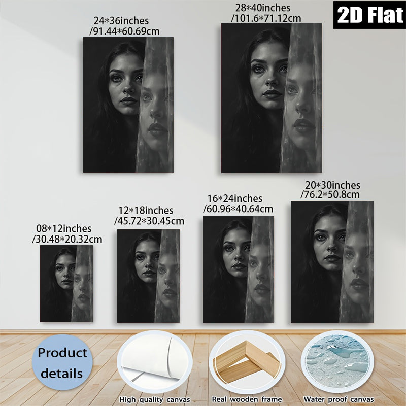 2D flat 1pc captivating woman portrait modern art bedroom living room gallery wrapped canvas print farmhouse decor inspirational wall art