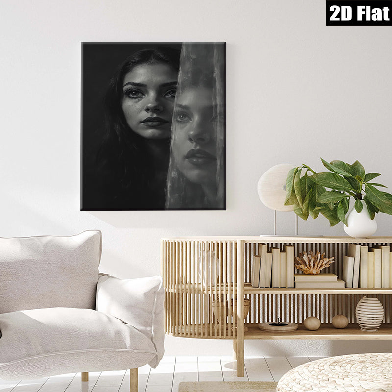 2D flat 1pc captivating woman portrait modern art bedroom living room gallery wrapped canvas print farmhouse decor inspirational wall art