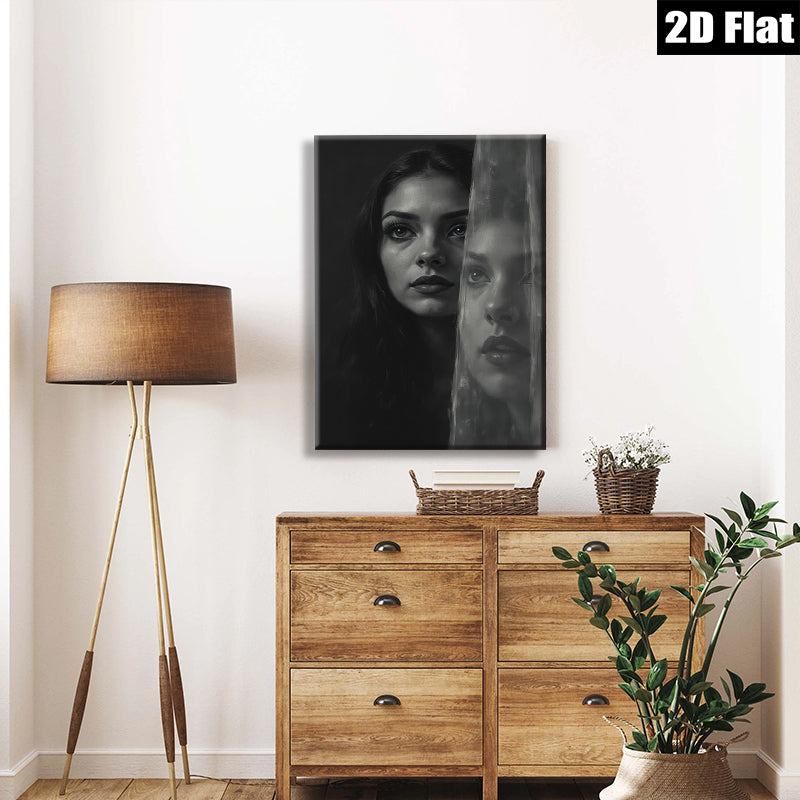 2D flat 1pc captivating woman portrait modern art bedroom living room gallery wrapped canvas print farmhouse decor inspirational wall art