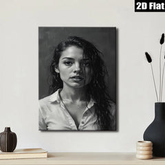 2D flat 1pc captivating woman portrait modern farmhouse wall art bedroom living room gallery wrapped canvas print minimalist aesthetic cozy vibes