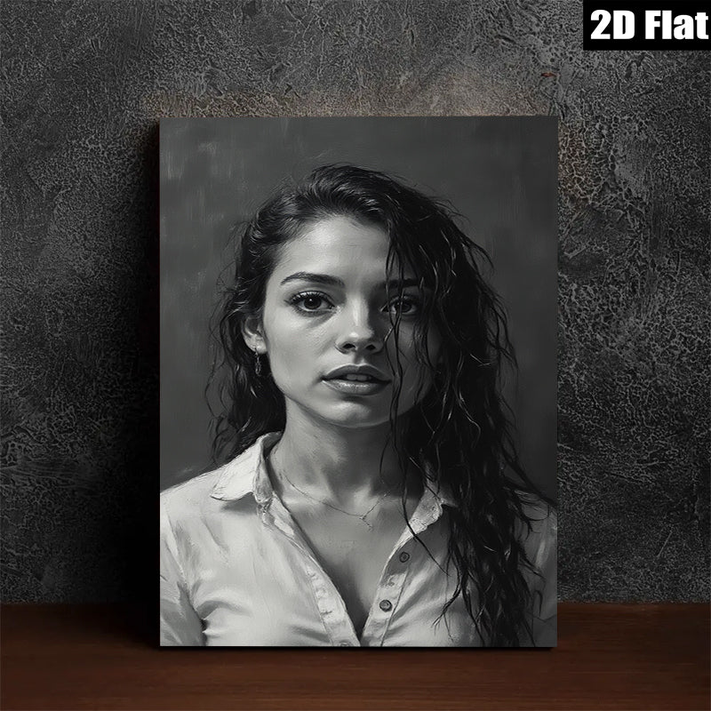 2D flat 1pc captivating woman portrait modern farmhouse wall art bedroom living room gallery wrapped canvas print minimalist aesthetic cozy vibes