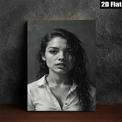 2D flat 1pc captivating woman portrait modern farmhouse wall art bedroom living room gallery wrapped canvas print minimalist aesthetic cozy vibes