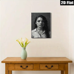 2D flat 1pc captivating woman portrait modern farmhouse wall art bedroom living room gallery wrapped canvas print minimalist aesthetic cozy vibes