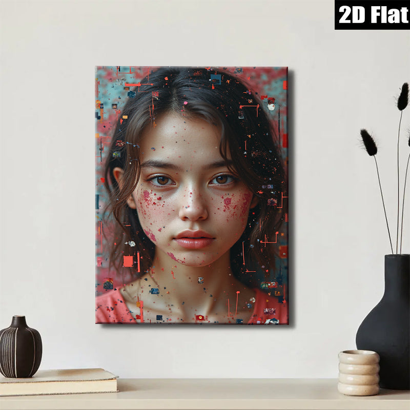 2D flat 1pc captivating young woman portrait modern farmhouse wall art bedroom living room decor gallery wrapped canvas prints statement piece