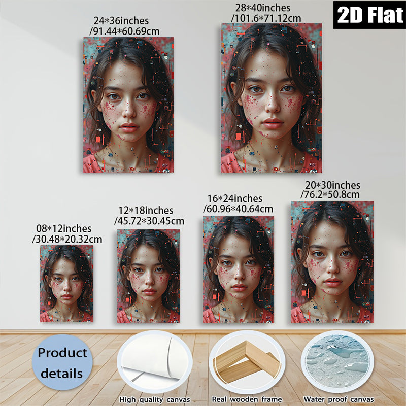 2D flat 1pc captivating young woman portrait modern farmhouse wall art bedroom living room decor gallery wrapped canvas prints statement piece