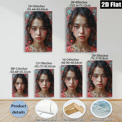 2D flat 1pc captivating young woman portrait modern farmhouse wall art bedroom living room decor gallery wrapped canvas prints statement piece