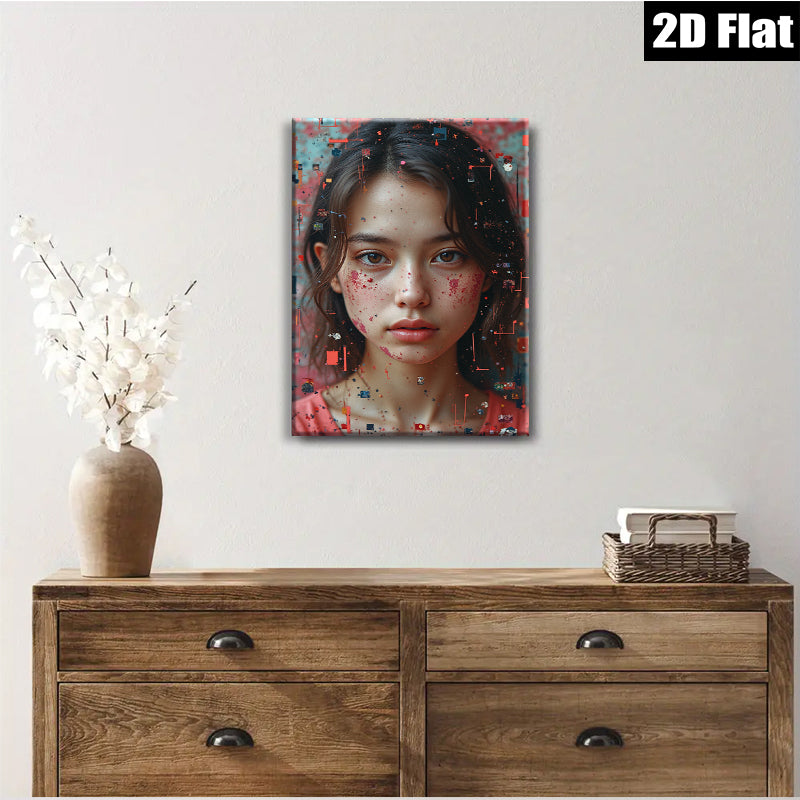 2D flat 1pc captivating young woman portrait modern farmhouse wall art bedroom living room decor gallery wrapped canvas prints statement piece