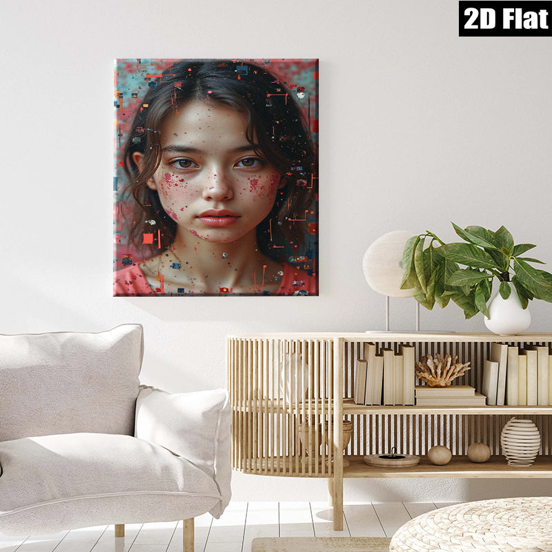 2D flat 1pc captivating young woman portrait modern farmhouse wall art bedroom living room decor gallery wrapped canvas prints statement piece
