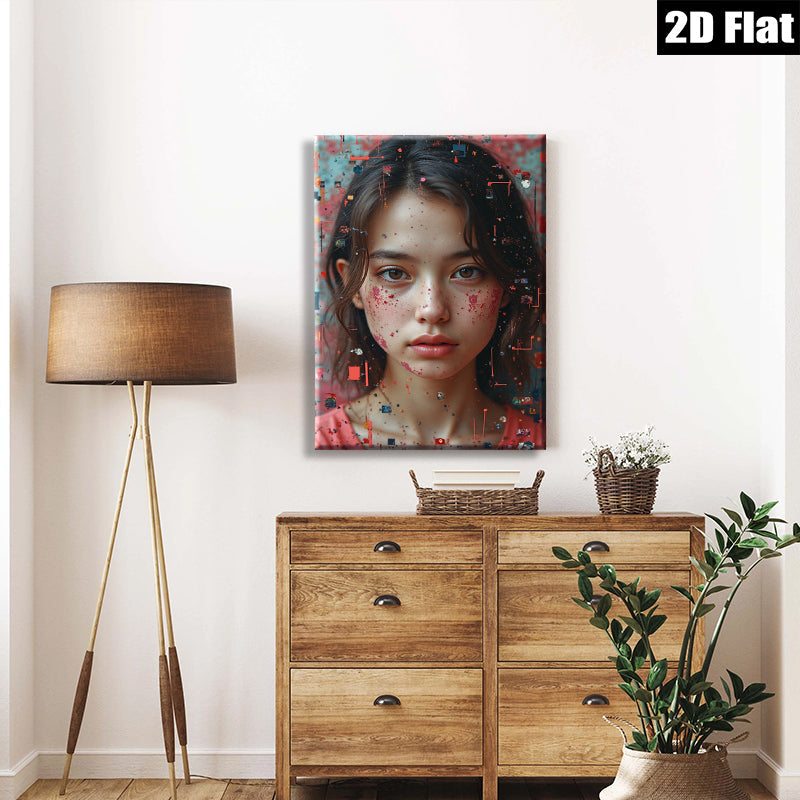 2D flat 1pc captivating young woman portrait modern farmhouse wall art bedroom living room decor gallery wrapped canvas prints statement piece