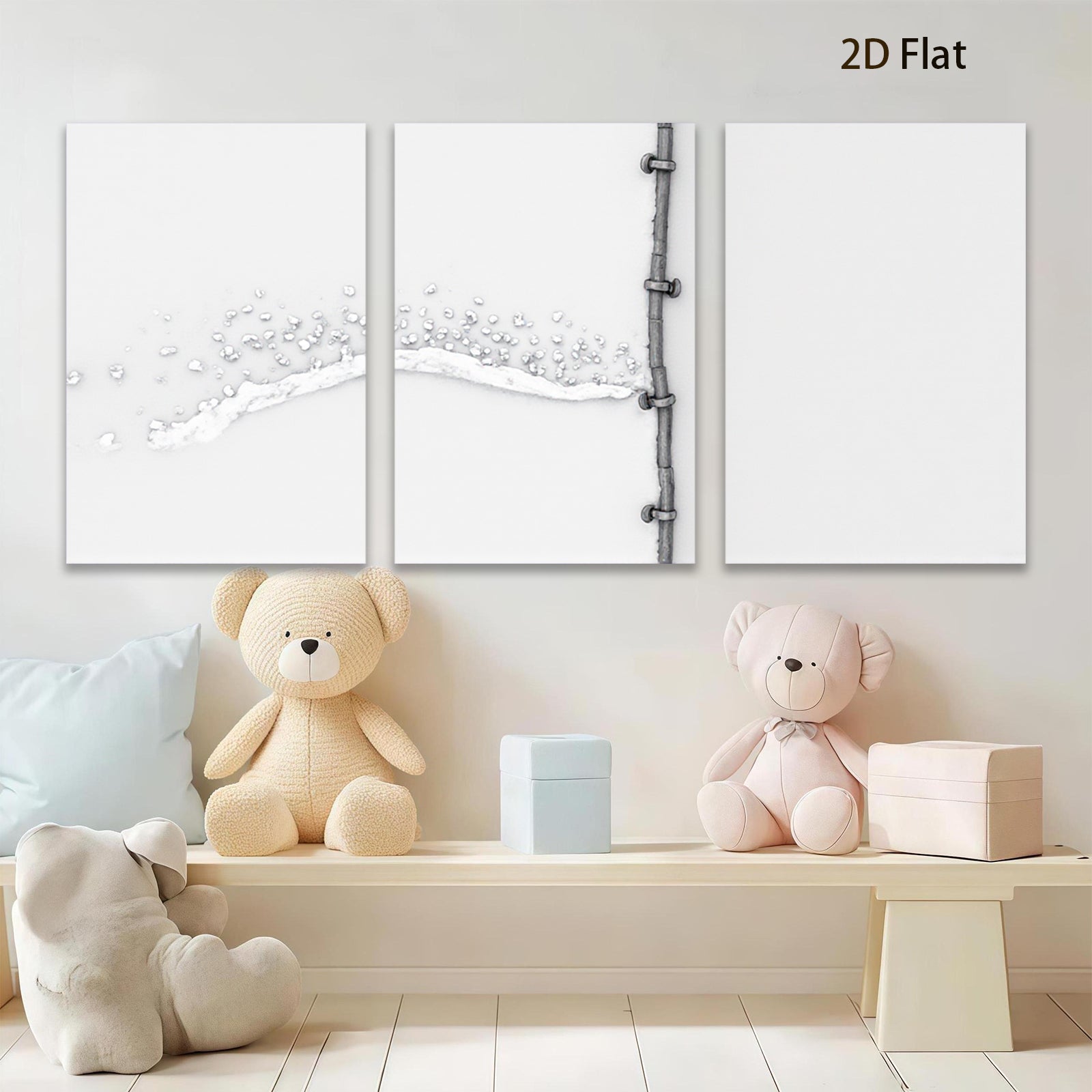 2D flat 1pc cascading water pipe industrial farmhouse wall art bathroom decor living room prints modern minimalist gallery wrapped canvas prints for home decor