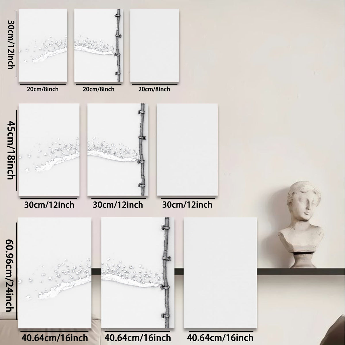 2D flat 1pc cascading water pipe industrial farmhouse wall art bathroom decor living room prints modern minimalist gallery wrapped canvas prints for home decor